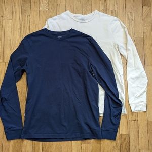 Two J Crew essential crewneck long sleeve tee shirts - medium tall